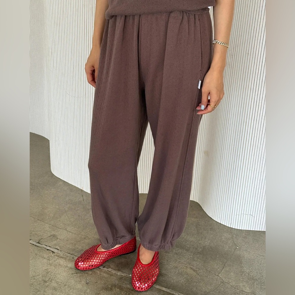 NWT Le Bon Shoppe Pointelle Balloon Pants (Chocolate)